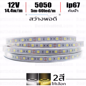 ไฟ led เส้น 12v 5050 Eco 60leds/m 5m กันน้ำ ip67-0