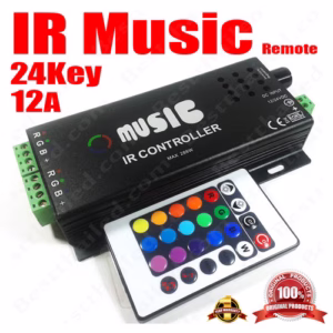 ชุด Control Remote Music IR 12A 24key ควบคุม ไฟ Led เส้นเปลี่ยนสี RGB -0