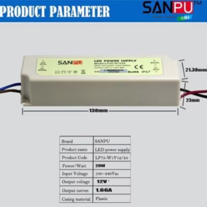 หม้อแปลง 12V สวิทชิ่ง Sanpu กันน้ำ ip67 20W -1759