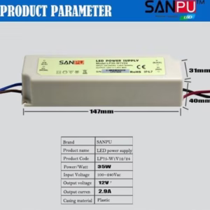 หม้อแปลง 12V สวิทชิ่ง Sanpu กันน้ำ ip67 35W-1763