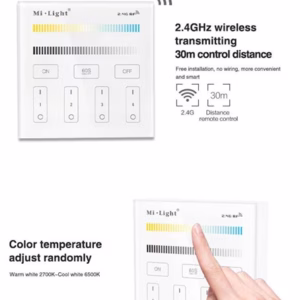 Panel Remote Touch ติดผนัง Mi-light Dual Tone 4 Zone-2000