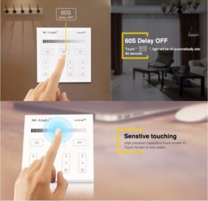 Touch Panel Remote RF 2.4ghz Wall Dimmer 4 Zone Mi-light-2412