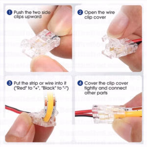 ขั้วต่อ Connector 2หัว ไฟเส้น สีเดียว ไฟเส้น COB 5V-12V-24V กว้าง 8mm-3102
