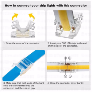 ขั้วต่อ Connector หัวเดี่ยว ไฟเส้น สีเดียว ไฟเส้น COB 5V-12V-24V กว้าง 10mm-3279